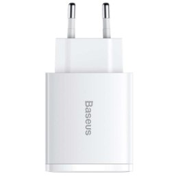 Ładowarka sieciowa Baseus Compact Quick Charger 2xUSB USB-C PD QC 3.0 3A 30W Biała