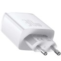 Ładowarka sieciowa Baseus Compact Quick Charger 2xUSB USB-C PD QC 3.0 3A 30W Biała