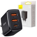 Ładowarka sieciowa Baseus Compact Quick Charger 2xUSB USB-C PD QC 3.0 3A 30W Czarna