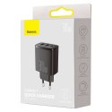 Ładowarka sieciowa Baseus Compact Quick Charger 2xUSB USB-C PD QC 3.0 3A 30W Czarna