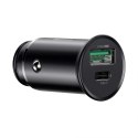 Ładowarka samochodowa Baseus Circular Metal USB + USB-C PD QC4.0 5A 30W czarna