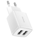 Mocna Ładowarka sieciowa Baseus Compact 2x USB 2.1A 10.5W Biała