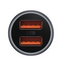 Ładowarka samochodowa Baseus Circular Metal USB + USB-C PD QC4.0 5A 30W czarna
