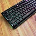 Klawiatura Bezprzewodowa RGB LED z touchpadem do PC TV tabletu Czarna