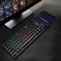 Klawiatura Bezprzewodowa RGB LED z touchpadem do PC TV tabletu Czarna