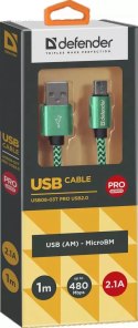 KABEL DEFENDER USB AM-MICRO BM 1.0m 2.1A ZIELONY