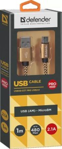 KABEL DEFENDER USB AM-MICRO BM 1.0m 2.1A ZŁOTY