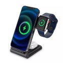 Ładowarka indukcyjna QI15W-A20 3w1 Wireless Charger Black