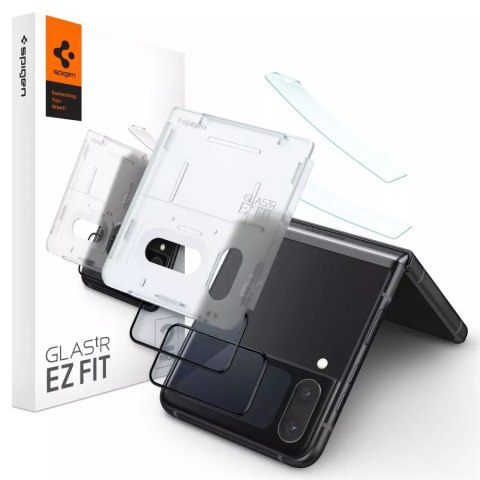 Szkło hartowane Spigen Glass FC "EZ FIT" + ramka Film 2-pack do Samsung Galaxy Z Flip 4 Black