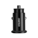 Choetech dual-port fast car charger PD USB Type C + QC3.0 USB-A 30W 5A black (TC0006)