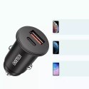 Choetech dual-port fast car charger PD USB Type C + QC3.0 USB-A 30W 5A black (TC0006)