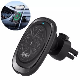 Duzzona Support Voiture Magnétique Chargeur Qi Sans Fil Induction (Compatible MagSafe) 15W Noir (V1)