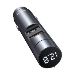Transmetteur FM Baseus Bluetooth 5.0 chargeur de voiture 2x USB 3 A 18 W PPS Quick Charge 3.0 AFC FCP graphite (CCNLZ-D0G)