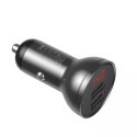 Baseus Digital Display Dual USB 4.8A Car Charger 24W + 3in1 USB - UBS Type C / micro USB / Lightning 1,2m cable black (TZCCBX-0G