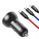 Baseus Digital Display Dual USB 4.8A Car Charger 24W + 3in1 USB - UBS Type C / micro USB / Lightning 1,2m cable black (TZCCBX-0G