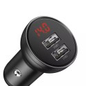 Baseus Digital Display Dual USB 4.8A Car Charger 24W + 3in1 USB - UBS Type C / micro USB / Lightning 1,2m cable black (TZCCBX-0G