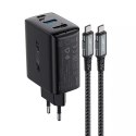 Chargeur Acefast 2en1 GaN 65W USB Type C / USB, adaptateur adaptateur HDMI 4K @ 60Hz (ensemble avec câble) noir (A17 noir)