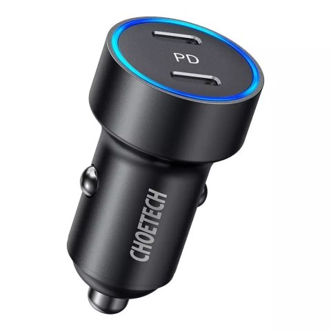 Chargeur de voiture Choetech 2x USB Type C Power Delivery 3.0 QuickCharge 3.0 AFC 36W 2.4A noir (C0054)