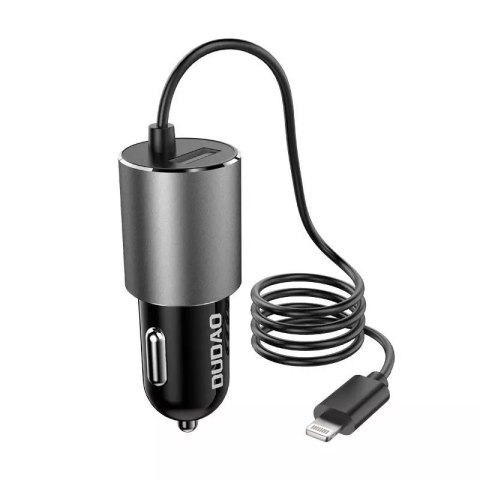 Chargeur de voiture USB Dudao avec câble Lightning 3,4 A intégré noir (R5Pro L)