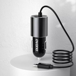 Chargeur de voiture USB Dudao avec câble Lightning 3,4 A intégré noir (R5Pro L)