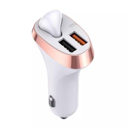 Chargeur voiture Joyroom 2x USB + écouteur Bluetooth 5.0 30W 2.1 A Quick Charge 3.0 blanc (JR-CP2)