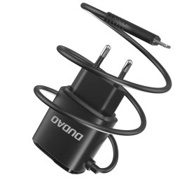 Dudao 2x chargeur mural USB avec câble Lightning 12 W intégré noir (A2ProL noir)