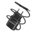Dudao 2x chargeur mural USB avec câble USB Type C intégré 12 W noir (A2ProT noir)