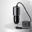 Dudao USB car charger with built-in USB Type C cable 3,4 A black (R5Pro T)