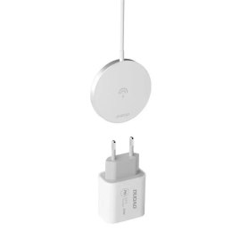 Kit chargeur magnétique sans fil Dudao 15W Qi et chargeur AC 20W (compatible MagSafe) Blanc (A12XS)