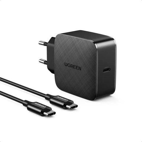 Ugreen GaN (nitrure de gallium) USB Type C Fast Charger 65W Quick Charge Power Delivery + Câble USB Type C 2m Noir (40156 CD217)