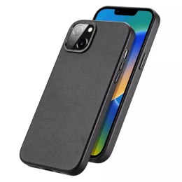 Coque en cuir Dux Ducis Grit pour iPhone 14 Coque élégante en similicuir (compatible MagSafe) Noir