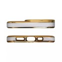 Coque Fashion pour iPhone 13 Gold Frame Gel Cover Blanc