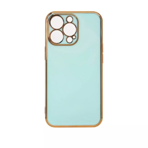 Coque Lighting Color pour iPhone 12 Pro, coque en gel avec cadre doré, menthe