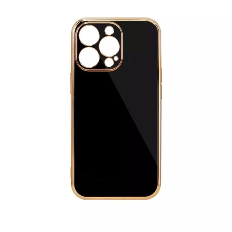 Coque Lighting Color pour iPhone 12 Pro coque en gel noir avec cadre doré