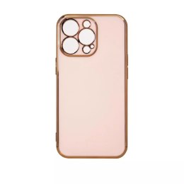 Coque Lighting Color pour iPhone 12 Pro coque en gel rose avec cadre doré