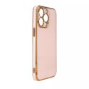 Coque Lighting Color pour iPhone 12 Pro coque en gel rose avec cadre doré