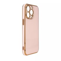 Coque Lighting Color pour iPhone 12 Pro coque en gel rose avec cadre doré
