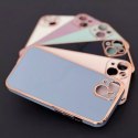 Coque Lighting Color pour iPhone 12 Pro coque en gel rose avec cadre doré