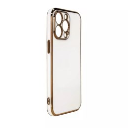 Coque Lighting Color pour iPhone 12 Pro en gel blanc avec cadre doré