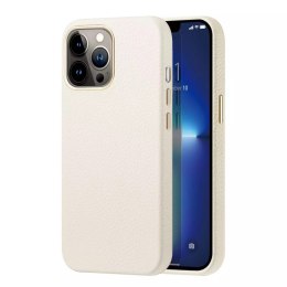 Etui en cuir Dux Ducis Roma pour iPhone 13 Pro Max élégant étui en cuir véritable blanc