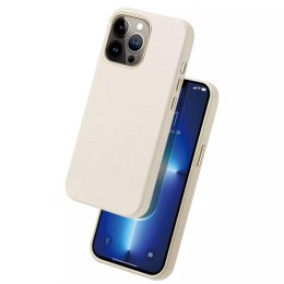 Étui en cuir Dux Ducis Roma pour iPhone 13 Pro étui élégant en cuir véritable blanc