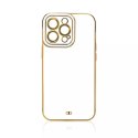 Coque Fashion pour iPhone 12 Gold Frame Gel Cover Blanc