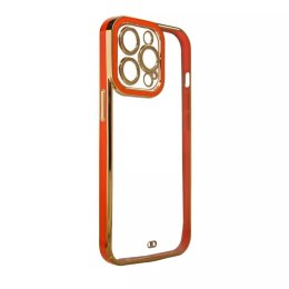 Coque Fashion pour iPhone 12 Gold Frame Gel Cover Rouge