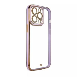 Coque Fashion pour iPhone 12 Gold Frame Gel Cover Violet