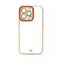 Coque Fashion pour iPhone 13 Gold Frame Gel Cover Rouge