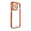 Coque Fashion pour iPhone 13 Pro Gold Frame Gel Cover Rouge