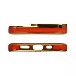 Coque Fashion pour iPhone 13 Pro Gold Frame Gel Cover Rouge