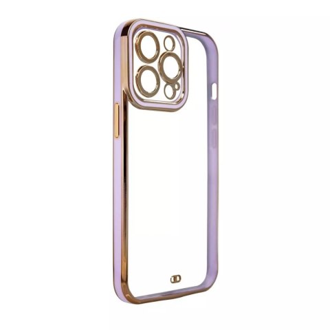 Coque Fashion pour iPhone 13 Pro Gold Frame Gel Cover Violet