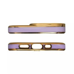 Coque Fashion pour iPhone 13 Pro Gold Frame Gel Cover Violet