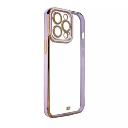 Coque Fashion pour iPhone 13 Pro Max Gold Frame Gel Cover Violet